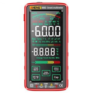 Professional Instruments & Tools |   683 Digital Multimeter, AC/DC Voltage Current Tester, 6000 Counts, Rechargeable Battery, Auto Range, Smart Touch Screen, Flashlight Lighting Red Consumer Electronics Professional Instruments & Tools