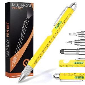 Professional Instruments & Tools |   HMP P248 9-in-1 Multitool Pen, with Stylus, LED Light, Bottle Opener, Phone Holder, Ruler, Flat and Phillips Screwdriver Function Yellow Consumer Electronics Professional Instruments & Tools